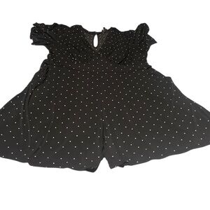 Torrid Polka Dot Romper Women’s 3X Black White Jersey Knit Pockets Flutter